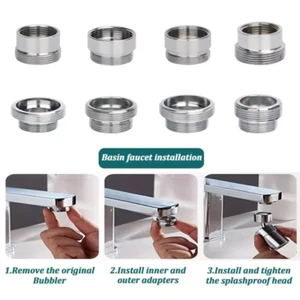 Metal Faucet Adapter Set 18/20/22/24mm To 22mm Tap Aerator Connector  Kitchen - Picture 1 of 15