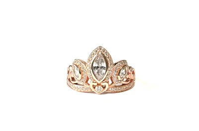 Anillo Enredado Princesa Rapunzel Oro Rosa Corona Tiara, Anillo de Compromiso o Promesa Foto 1 de 4