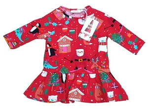 NEXT Bebé Rojo Mangas Largas Vestido de Navidad Mezcla de Algodón Santa Pingüino Precio de venta sugerido por el fabricante £7.50 - Imagen 1 de 5