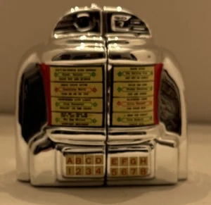 1950's Diner Table Jukebox Salt Pepper Shakers Chrome Look 50s Juke Box Vandor - Picture 1 of 7