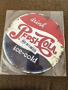Drink ICE COLD “Pepsi-Cola” 8”x8”metal Vintage Hanging Tin Sign - Picture 1 of 4