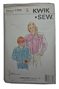 Chaqueta para niños Kwik Sew 1745 unisex talla 4-7 patrón corte sobre daños - Imagen 1 de 4