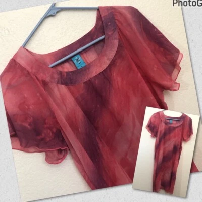 Swim Beach Coverup Medium Tunic Dress Sheer See Through Flutter Sleeve NWOT - Image 1 of 4