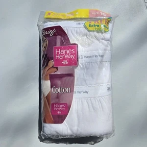 Hanes Her Way Size 10 White Cotton Brief Underwear 7 Pair Vintage 1997 NEW NOS - Picture 1 of 3