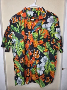 Nfl Bengals Button Up Shirt Floral Tropical Cincinnati Herren Team Bekleidung Fußball - Bild 1 von 9