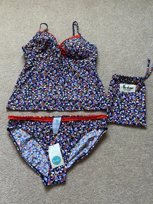 JUEGO TANKINI FLORAL DE SUELO PARA DAMAS - TOP TANKINI TALLA 14 E INFERIOR TALLA 16 NUEVO Foto 1 de 4