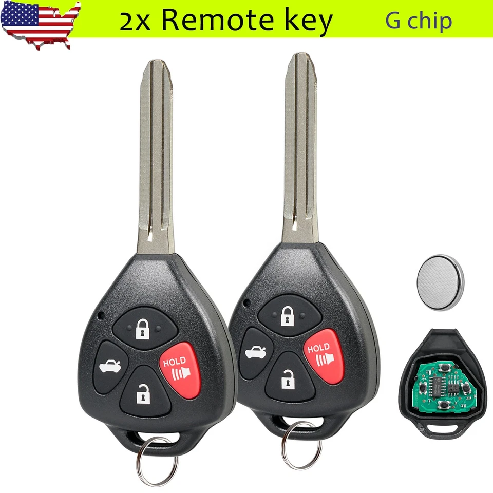 2 para Toyota Corolla 2010 2011 2012 2013 mando a distancia coche llavero GQ4-29T + chip G Foto 1 de 4