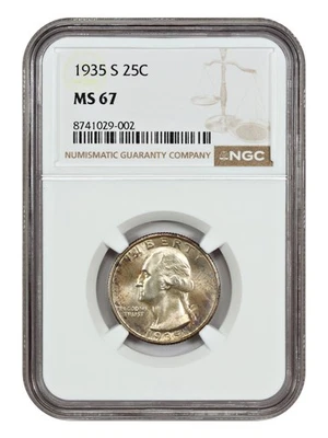 1935-S 25C NGC MS67 - Washington Quarter - Image 1 of 4
