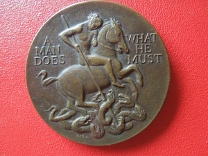 J7100 USA JFK BRONZE MEDAILLE DEN DRACHEN TÖTEN 70MM 126 GR SIEHE BESCHREIBUNG - Bild 1 von 8