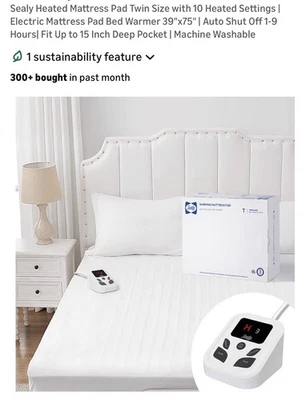 Almohadilla de colchón térmica Sealy tamaño doble con 10 ajustes térmicos | Foto 1 de 4
