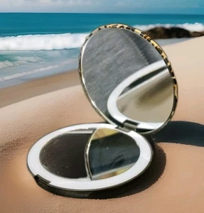 POP SONIC LED Leopard Round Compact Travel Mirror W Batteries FREE SHIPPING - Picture 1 of 4