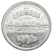 🔥 Brunswick 1787 Unc WM City View Port Ship Medal Niemcy Bardzo Rzadki Pełny Połysk