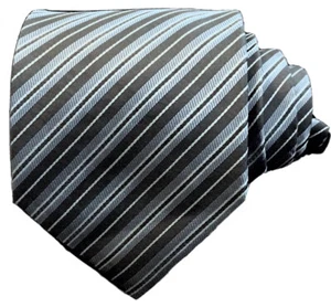 BOSS Hugo Boss TIE 2¾” Blue Black Silver Stripes 100% Silk Italy Excl’t Cond - Picture 1 of 4