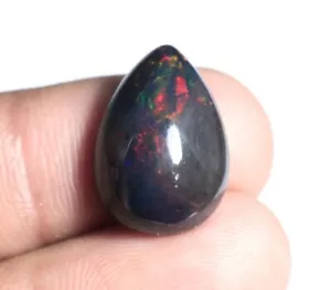 7.40 Carat Ethiopian Black Opal Cabochon 17x12x7 MM Pear Shape Welo Fire Opal - Picture 1 of 3