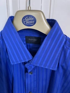 DUCHAMP ELECTRIC BLUE WEAVE STRIPE SHIRT 17.5 17 1/2 - Picture 1 of 2