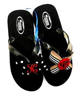 HOPE FAITH JOY Flip Flops Black Colorful Style Initial K C Size 5 Size S - Picture 1 of 12