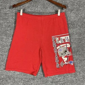 VINTAGE 90s NFL New England Patriots Sweat Shorts Red 1993 USA Line Up Size M - Picture 1 of 12