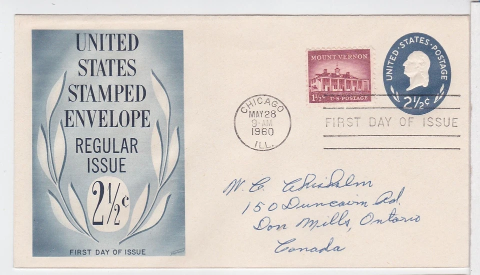 TurtlesTradingPost - George Washington Envelope #U542 FDC 1960 Fleetwood Cachet - Image 1 of 1
