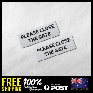 2x PLEASE CLOSE GATE - SELF ADHESIVE STICKERS VINYL HOME FENCE OFFICE 90x32mm - Picture 1 of 1