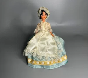 French vintage celluloid doll and lace sleeping yes girl in dress regional retro - Picture 1 of 7