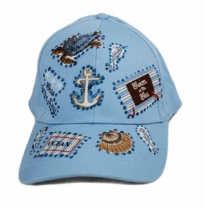 New Youth/Teen Blue Beach/Sea Baseball Snapback Cap Hat Turtle, Shell, Seahorse - Picture 1 of 3