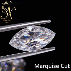 Marquise Cut Moissanite Loose Stone White D Color Pass Diamond Test GRA Gemstone - Picture 1 of 14