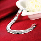 925 Sterling Solid Silver Charm 10MM Snake Chain Bracelet For Women Jewelry