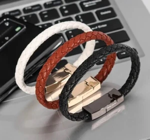 Leather USB Charging Bracelet Bundle (3 Bracelets)- FREE SHIPPING - Picture 1 of 5