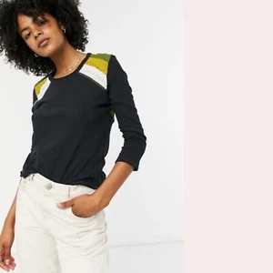 Top Jersey Free People In Rainbows Tejido Crochet Top Negro Combo Grande L Nuevo con Etiquetas Nuevo - Imagen 1 de 4