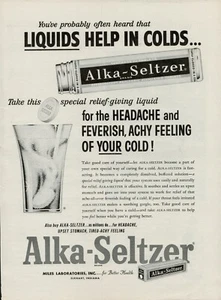 1957 Alka-Seltzer Liquids Help In Colds Relief-Giving Headache Vintage Print Ad - Picture 1 of 8