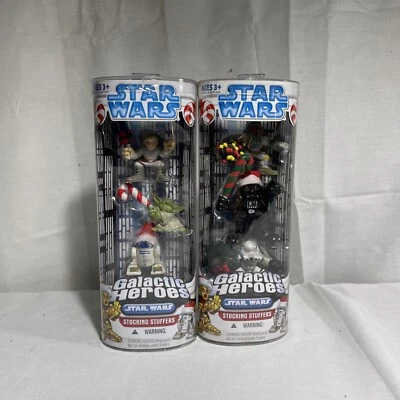 Star Wars Galactic Heroes 2008 Stocking Stuffers Lote de (2) Vader Yoda Boba Foto 1 de 4