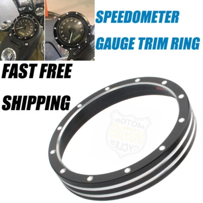 Anillo de ajuste de acento bisel medidor velocímetro CNC negro para Harley Dyna Sportster XL Foto 1 de 4