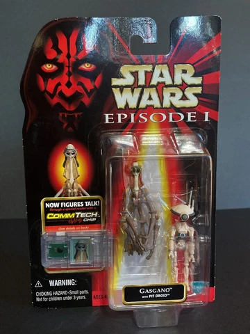 1999 Hasbro Star Wars Ep1 TPM Gasgano with Pit Droid 3.75" Action Figure Cover