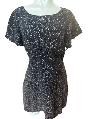 Free People Black Polka Dot Dress Size 10 Open Back Fit and Flare Classic  - Изображение 1 из 4