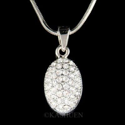 Oval Ei Ellipse mit Swarovski Kristall Rebirth Fruchtbarkeit Halskette Schmuck - Bild 1 von 2