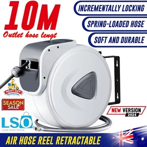 Air Hose Reel 10m Retractable Rewind Swivel Wall Mount Compressor Garage - Picture 1 of 9