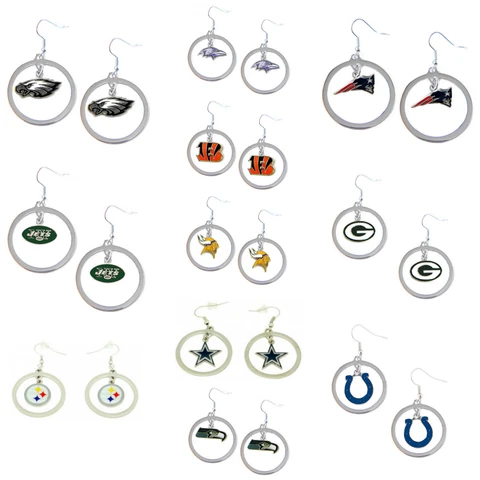 Aminco Dangle Hoop Earring Dangle Charm NFL PICK YOUR TEAM Cover