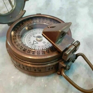 Antique Brass Military Compass Vintage Collectible Nautical Solid Brass Style - Picture 1 of 6