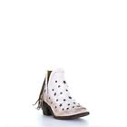 Circle G by Corral Ladies White Studs & Fringe Ankle Boots Q0189