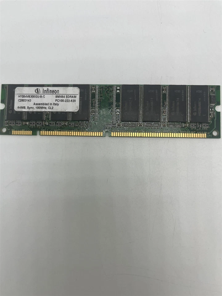 Infineon 64MB 8Mx64 SDRAM PC100-222-620 Sync 100MHz CL2 RAM - Image 1 of 1