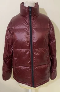 Stussy Puffer Jacket Coat Small Maroon Red Nylon 80% Down 20% Feather Zip Warm - Picture 1 of 16