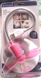 Pink USB PersonalFlexible Mini Cooler Fan by Principal, USB 1.1 or 2.0 Sealed - Picture 1 of 2