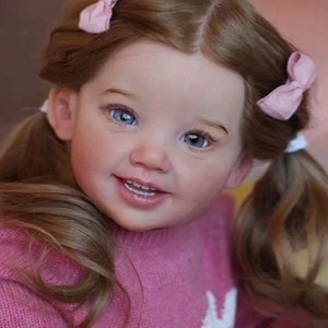 28" Artist Handmade Reborn Baby Doll Cute Toddler Girl Long Hair Cloth Body Gift - Bild 1 von 2