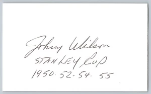 Johnny Wilson Red Wings Signed Autographed Index Card Stanley Cup Inscription - Bild 1 von 1