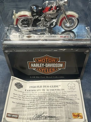Bicicleta colecionável Harley Davidson 1958 FLH Duo Glide Maisto metal fundido 1:18 - Imagem 1 de 4