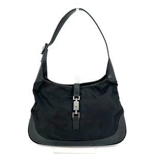 GUCCI Jackie Shoulder Bag Purse Black Nylon Leather Auth 0694 - Picture 1 of 24