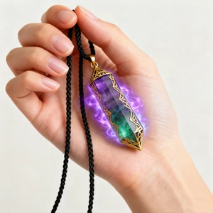 Collar Cristal Curativo Colgante Punto Terminado Fluorita Arco Iris Natural - Imagen 1 de 7