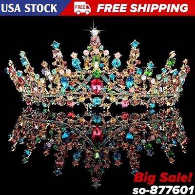 Tiara de estrás nupcial - Corona multicolor brillante para bodas y fiestas Foto 1 de 4