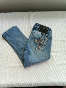 Miss Me By Buckle Girls Size 12 Zip Up Five Pocket Decorative Capri Pants - Picture 1 of 12