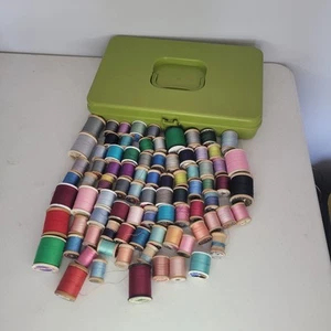 Vintage Wilson Wil-Hold Sewing Box Filled with Notions Thread Lot - Picture 1 of 2